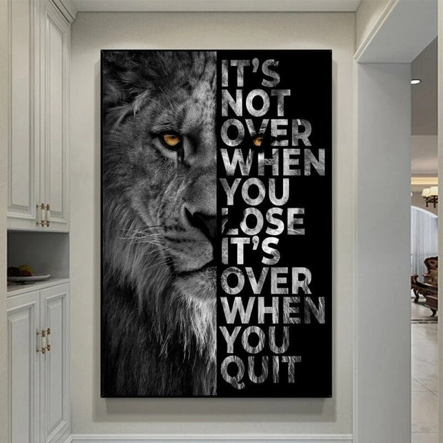 ChandelierDecor - Words Never Quit Artwork Lions Canvas Wall Art