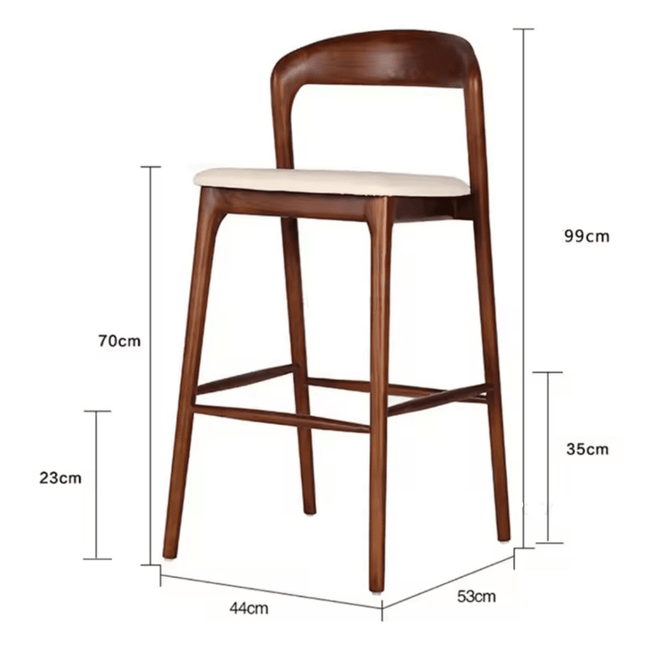 Black Walnut Solid Wood Bar Counter Chair – Minimalist Elegance-Bar Stools