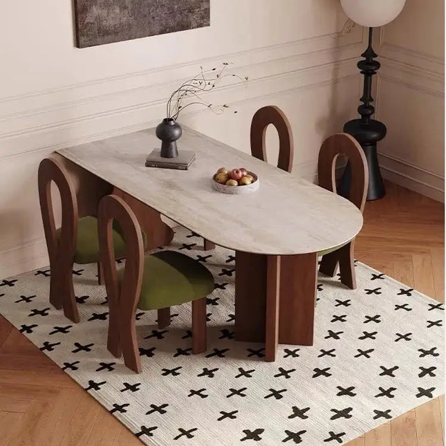 Comedor Solid Wood & Slab Dining Table Set – Strength & Elegance-Dining Tables
