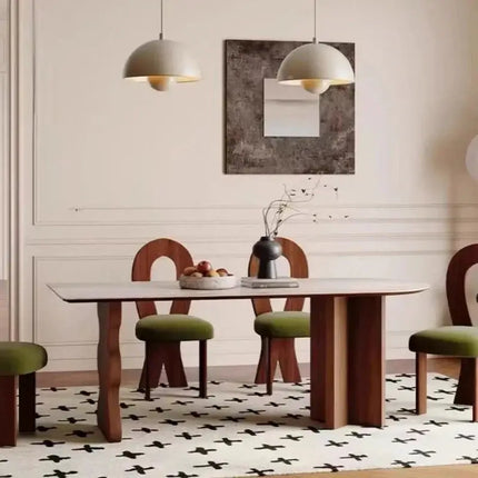 Comedor Solid Wood & Slab Dining Table Set – Strength & Elegance-Dining Tables