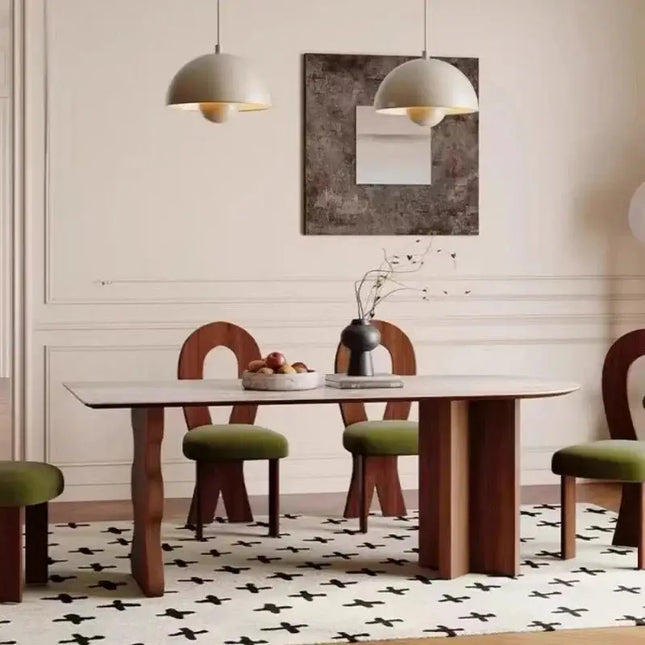 Comedor Solid Wood & Slab Dining Table Set – Strength & Elegance-Dining Tables