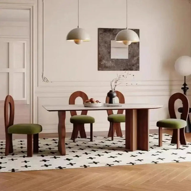 Comedor Solid Wood & Slab Dining Table Set – Strength & Elegance-Dining Tables
