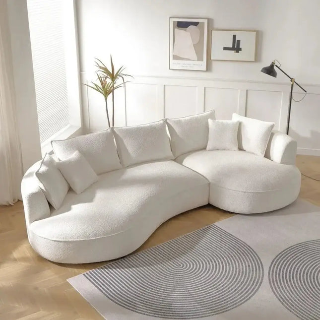 Curved Sectional Boucle Sofa Couch-Sofa Set