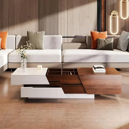 Dark Walnut Coffee Table Extendable with Storage-Coffee Table