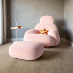 Pink Chair and Foot Stool / Velvet