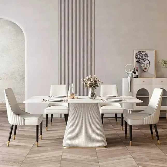 French Cream Gloss Dining Table Set – Sophisticated Elegance-Dining Tables