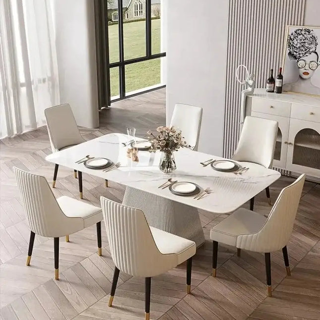 French Cream Gloss Dining Table Set – Sophisticated Elegance-Dining Tables