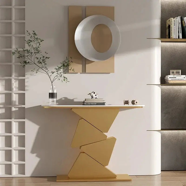 Italian Geometric Slate Console Table-Console Tables