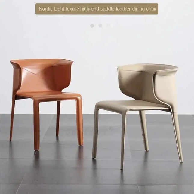 Italian Saddle Leather Luxury Dining Chair-Dining Chairs