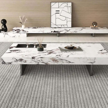 Marble rectangular stone coffee table-Coffee Table