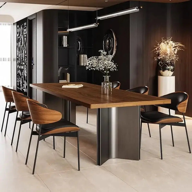 Retro Solid Wood Antique Walnut Dining Table Set – Timeless Craftsmanship-Dining Tables