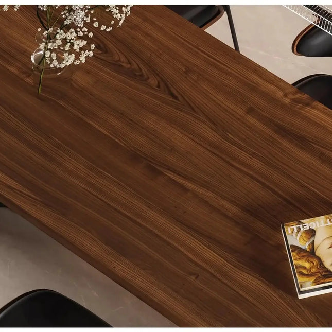 Retro Solid Wood Antique Walnut Dining Table Set – Timeless Craftsmanship-Dining Tables