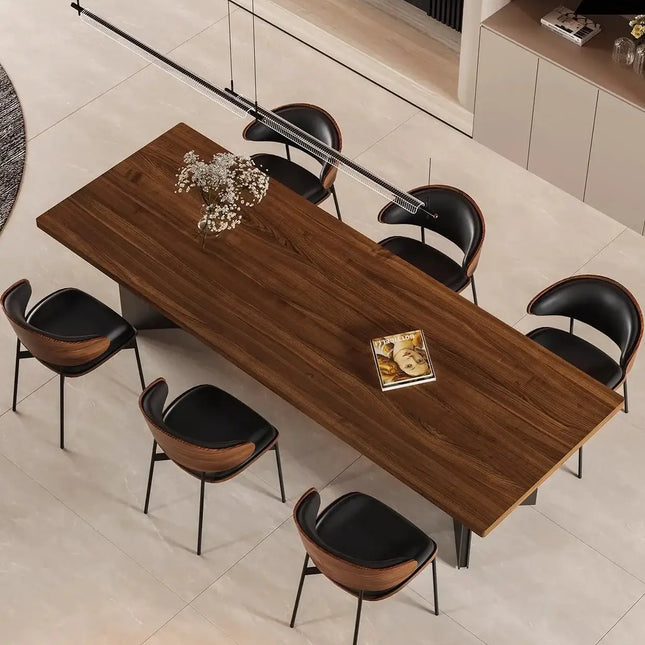 Retro Solid Wood Antique Walnut Dining Table Set – Timeless Craftsmanship-Dining Tables