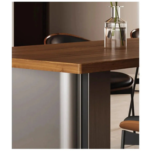 Retro Solid Wood Antique Walnut Dining Table Set – Timeless Craftsmanship-Dining Tables