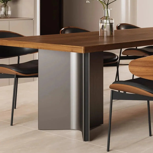 Retro Solid Wood Antique Walnut Dining Table Set – Timeless Craftsmanship-Dining Tables