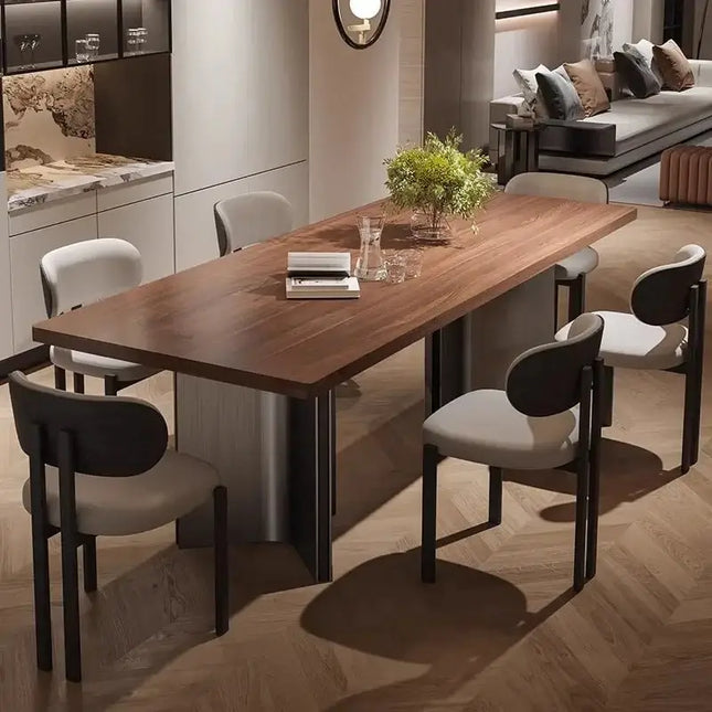Retro Solid Wood Antique Walnut Dining Table Set – Timeless Craftsmanship-Dining Tables