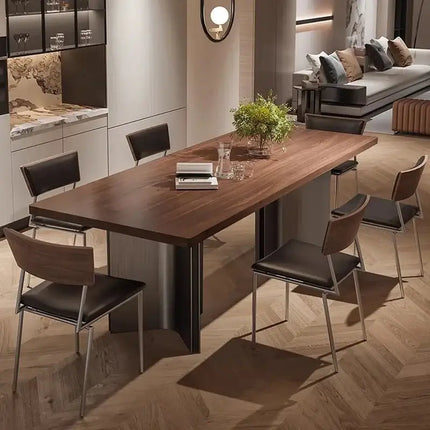 Retro Solid Wood Antique Walnut Dining Table Set – Timeless Craftsmanship-Dining Tables