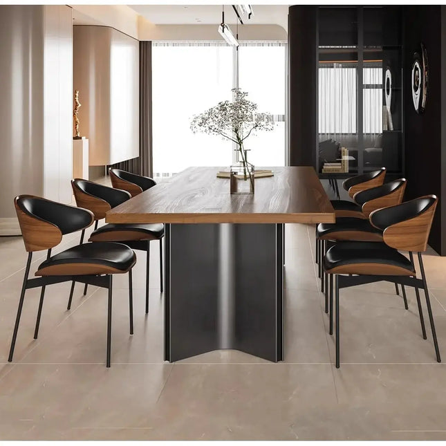 Retro Solid Wood Antique Walnut Dining Table Set – Timeless Craftsmanship-Dining Tables