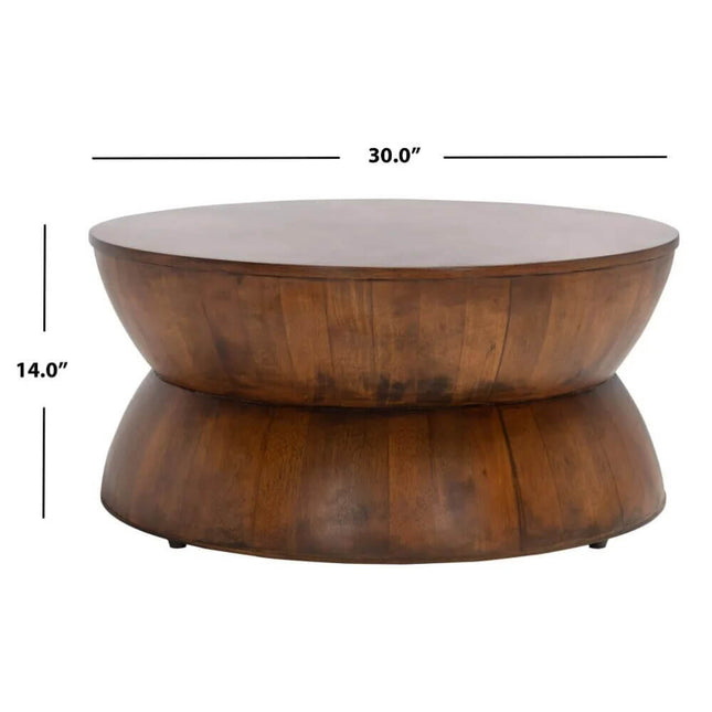 Rustic Solid Wood Round Coffee Table-Coffee Table
