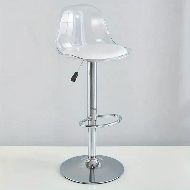 Transparent Acrylic Bar Chair – Adjustable Height &amp; 360° Swivel Elegance-Bar Stools