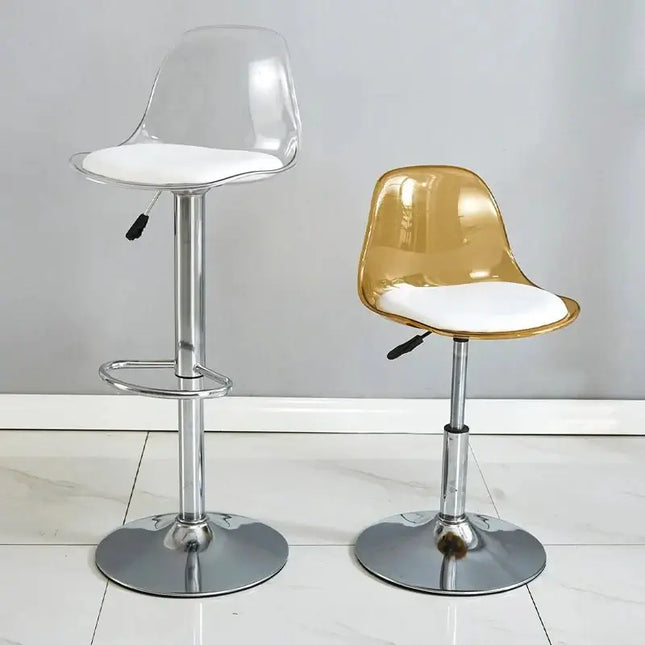 Transparent Acrylic Bar Chair – Adjustable Height &amp; 360° Swivel Elegance-Bar Stools