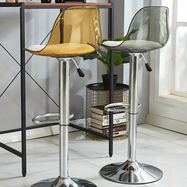 Transparent Acrylic Bar Chair – Adjustable Height &amp; 360° Swivel Elegance-Bar Stools