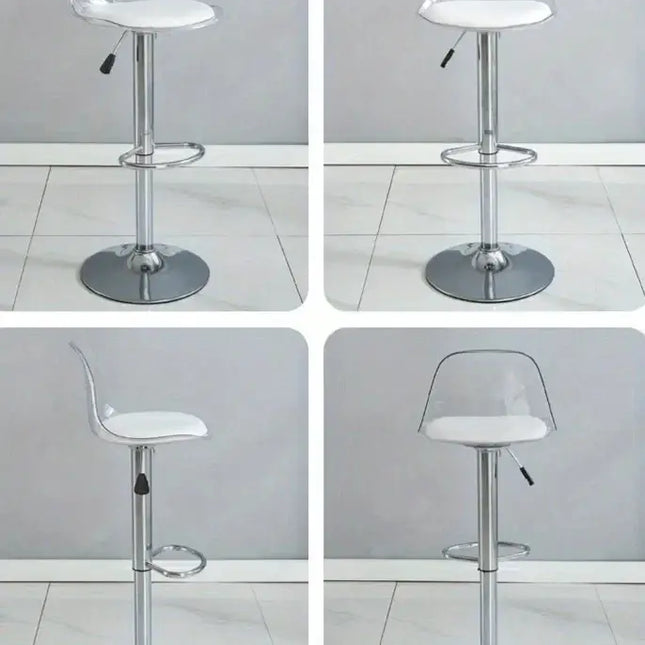 Transparent Acrylic Bar Chair – Adjustable Height &amp; 360° Swivel Elegance-Bar Stools