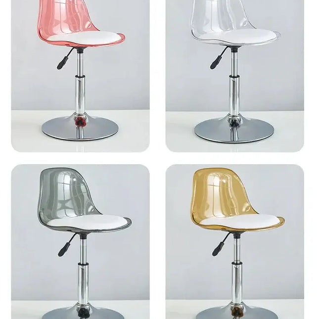 Transparent Acrylic Bar Chair – Adjustable Height &amp; 360° Swivel Elegance-Bar Stools