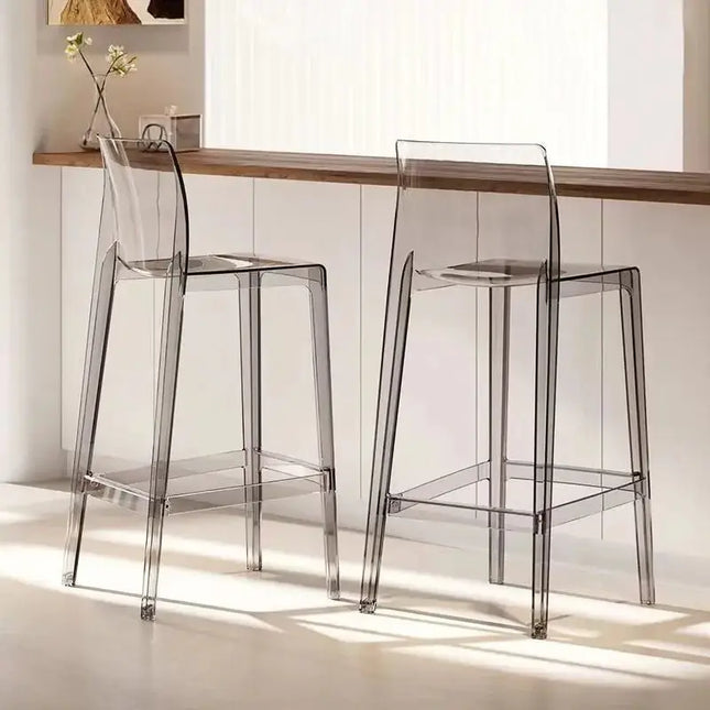 Transparent Acrylic High Bar Stool – Sleek Minimalism with Effortless Assembly-Bar Stools