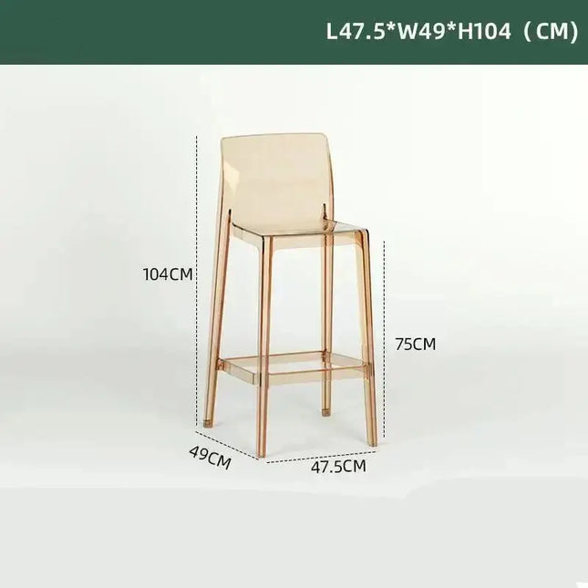 Transparent Acrylic High Bar Stool – Sleek Minimalism with Effortless Assembly-Bar Stools