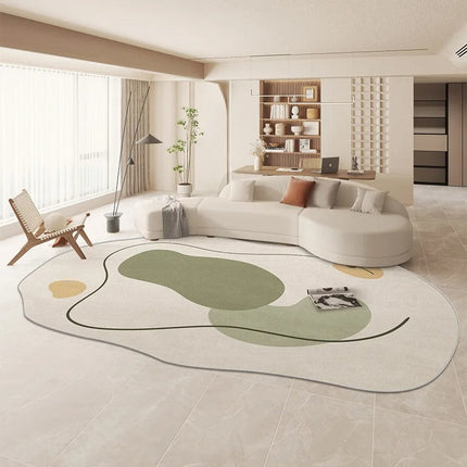 ChandelierDecor - Oval Matisse Crystal Velvet Abstract Green Rug: A Touch of Artistic Elegance