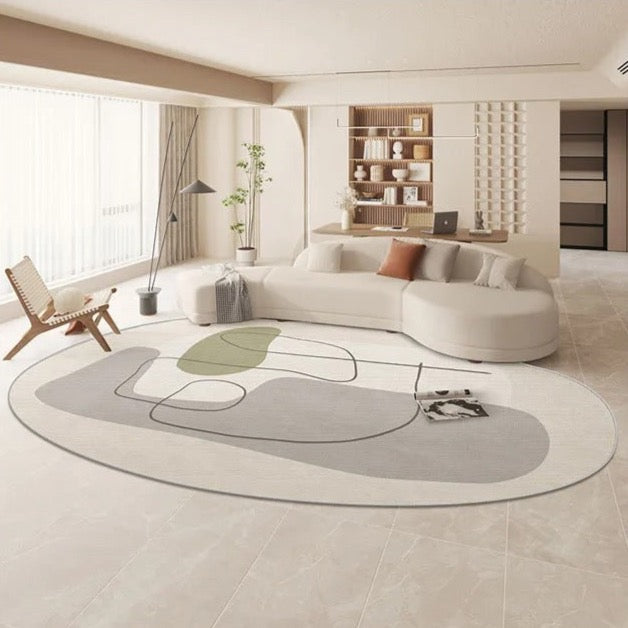 ChandelierDecor - Oval Matisse Abstract Grey Linear Rug: Modern Sophistication