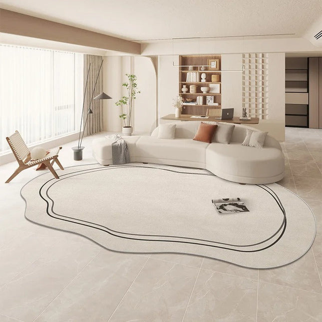 ChandelierDecor - Oval Matisse Crystal Velvet Abstract Linear Black Rug: Bold Elegance Redefined