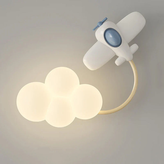 ChandelierDecor - Aeroplane in Clouds Wall Light for Kids Room