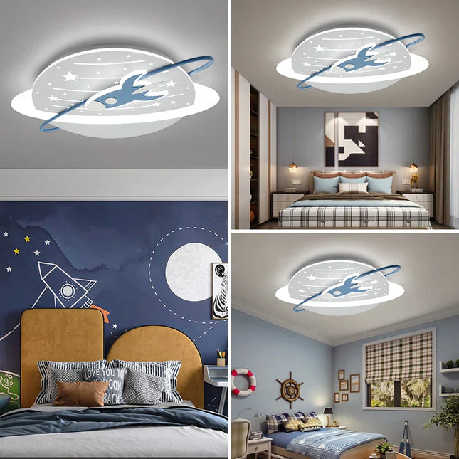ChandelierDecor - Rocket in Space Ceiling Light for Kids Room