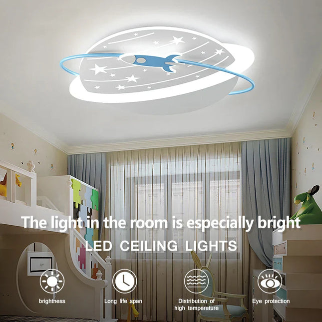 ChandelierDecor - Rocket in Space Ceiling Light for Kids Room