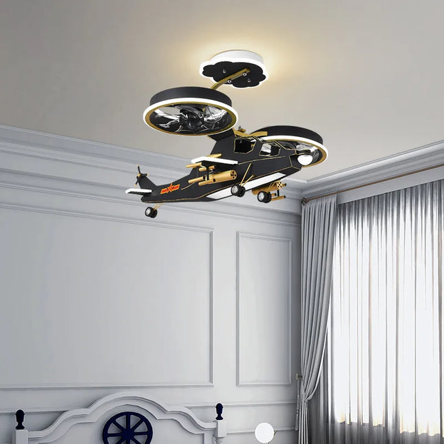 ChandelierDecor - Fighter Combat Helicopter Ceiling Light for Kids Room