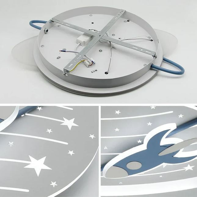 ChandelierDecor - Rocket in Space Ceiling Light for Kids Room