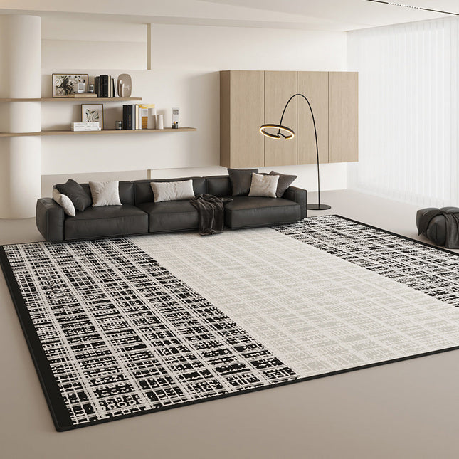 ChandelierDecor - Black & White Merge Net Rug: Modern Sophistication