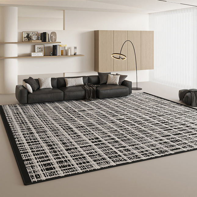ChandelierDecor - Black & White Mesh Net Rug: Modern Sophistication