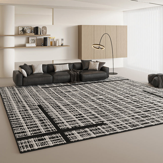 ChandelierDecor - Black & White Mesh Plus Net Rug: Modern Sophistication