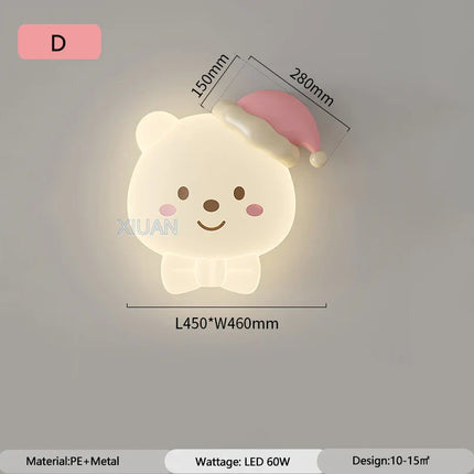 ChandelierDecor - Bear Sleeping in Moon Cap Ceiling Light for Kids Room