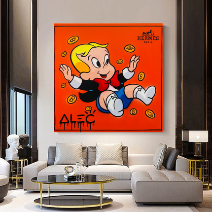 ChandelierDecor - Alec Monopoly Richie Rich Money Man Canvas Wall Art