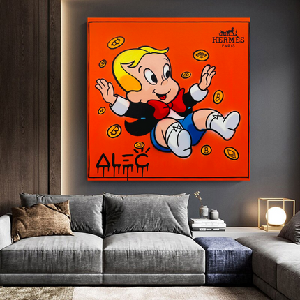 ChandelierDecor - Alec Monopoly Richie Rich Money Man Canvas Wall Art