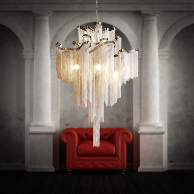 ChandelierDecor - Aluminium Fringed Chandelier: Elegant and Timeless Design
