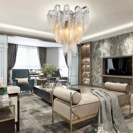 ChandelierDecor - Aluminium Fringed Chandelier: Elegant and Timeless Design