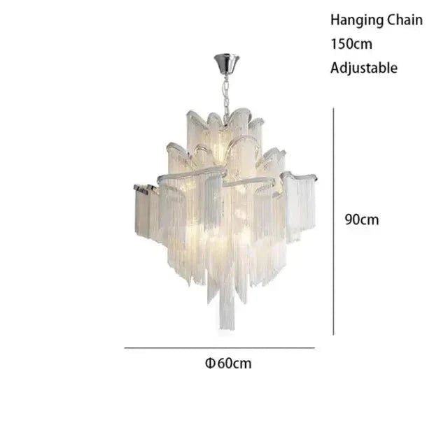 ChandelierDecor - Aluminium Fringed Chandelier: Elegant and Timeless Design