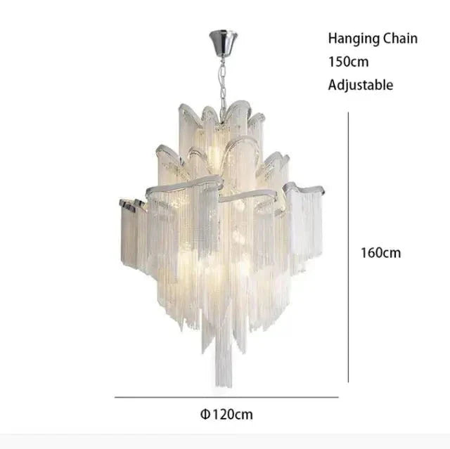 ChandelierDecor - Aluminium Fringed Chandelier: Elegant and Timeless Design