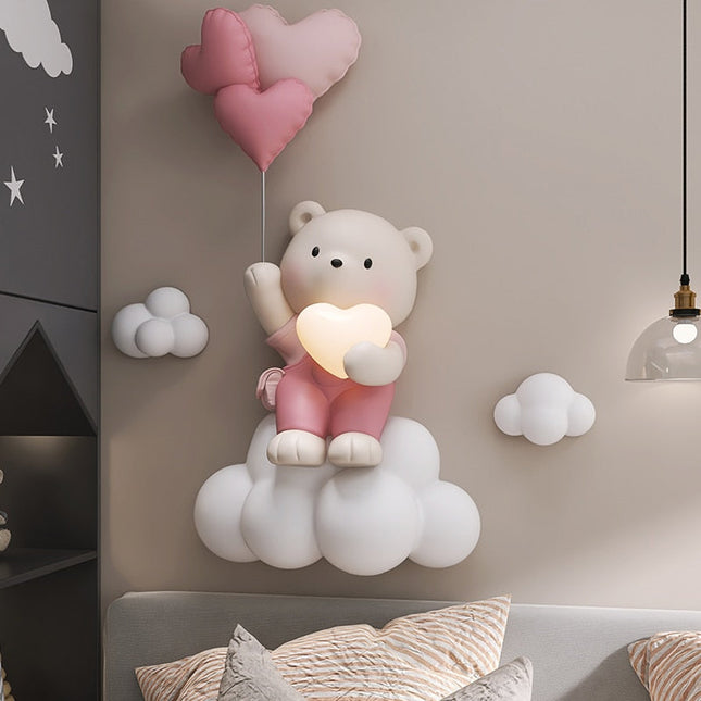 ChandelierDecor - Balloon Bear Statue Wall Hanging Globe Light for Kids Room