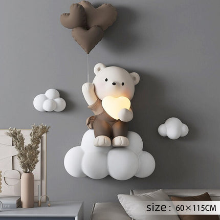 ChandelierDecor - Balloon Bear Statue Wall Hanging Globe Light for Kids Room